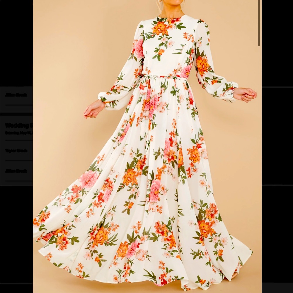 Red Dress Flowers That Be Floral Maxi Dress